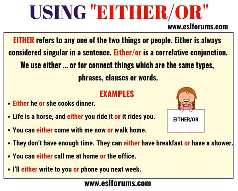 Definition of 'either' Word Frequency either (aɪðəʳ , iːðəʳ ) 1. conjunction You use either in front of the first of two or more alternatives, when you are stating the only …